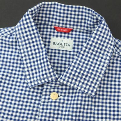 【新品】バグッタ Bagutta THE SHACKET コットン ギンガムチェック シャツジャケット ブルーxホワイト【 39 】【 状態ランクN 】【 メンズ 】
