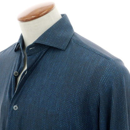 【新品】バグッタ Bagutta ストレッチ ナイロン カジュアルシャツ ダークブルー【 40 】【 状態ランクN 】【 メンズ 】