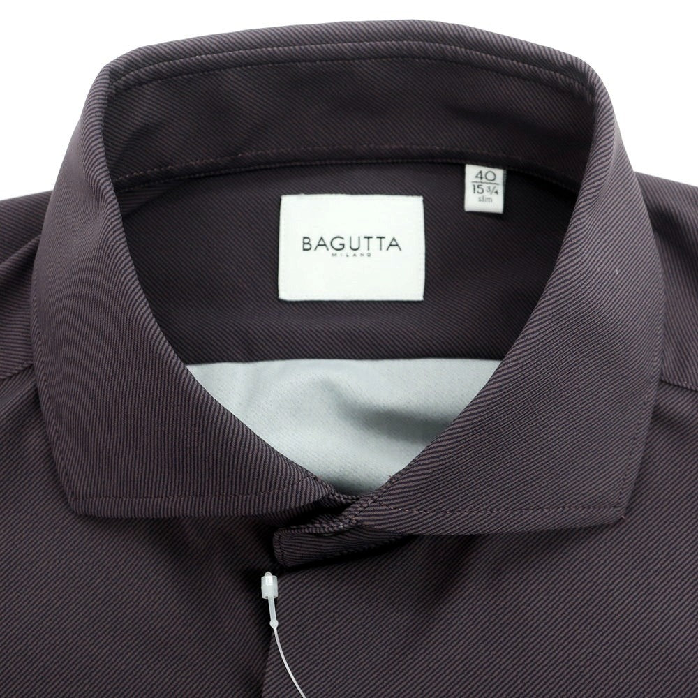 【新品】バグッタ Bagutta ストレッチ ナイロン カジュアルシャツ グレーパープル【 40 】【 状態ランクN 】【 メンズ 】