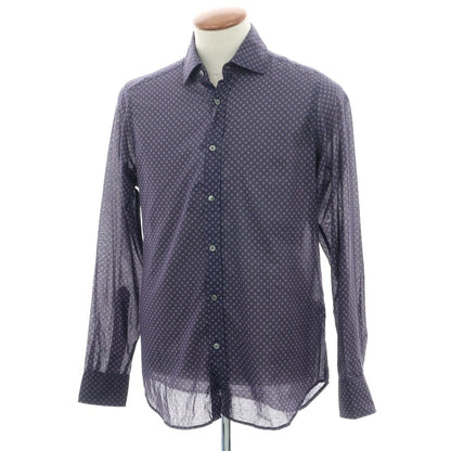 【新品】バグッタ Bagutta コットン セミワイドカラー カジュアルシャツ ネイビー【 40 】【 状態ランクN 】【 メンズ 】