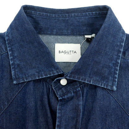 【新品アウトレット】バグッタ Bagutta コットン ダンガリー ウエスタンシャツ ブルーインディゴ【 M 】【 状態ランクN- 】【 メンズ 】