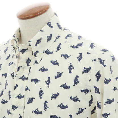 【新品】バグッタ Bagutta コットン ボタンダウン カジュアルシャツ クリーム系xネイビー【 40 】【 状態ランクN 】【 メンズ 】