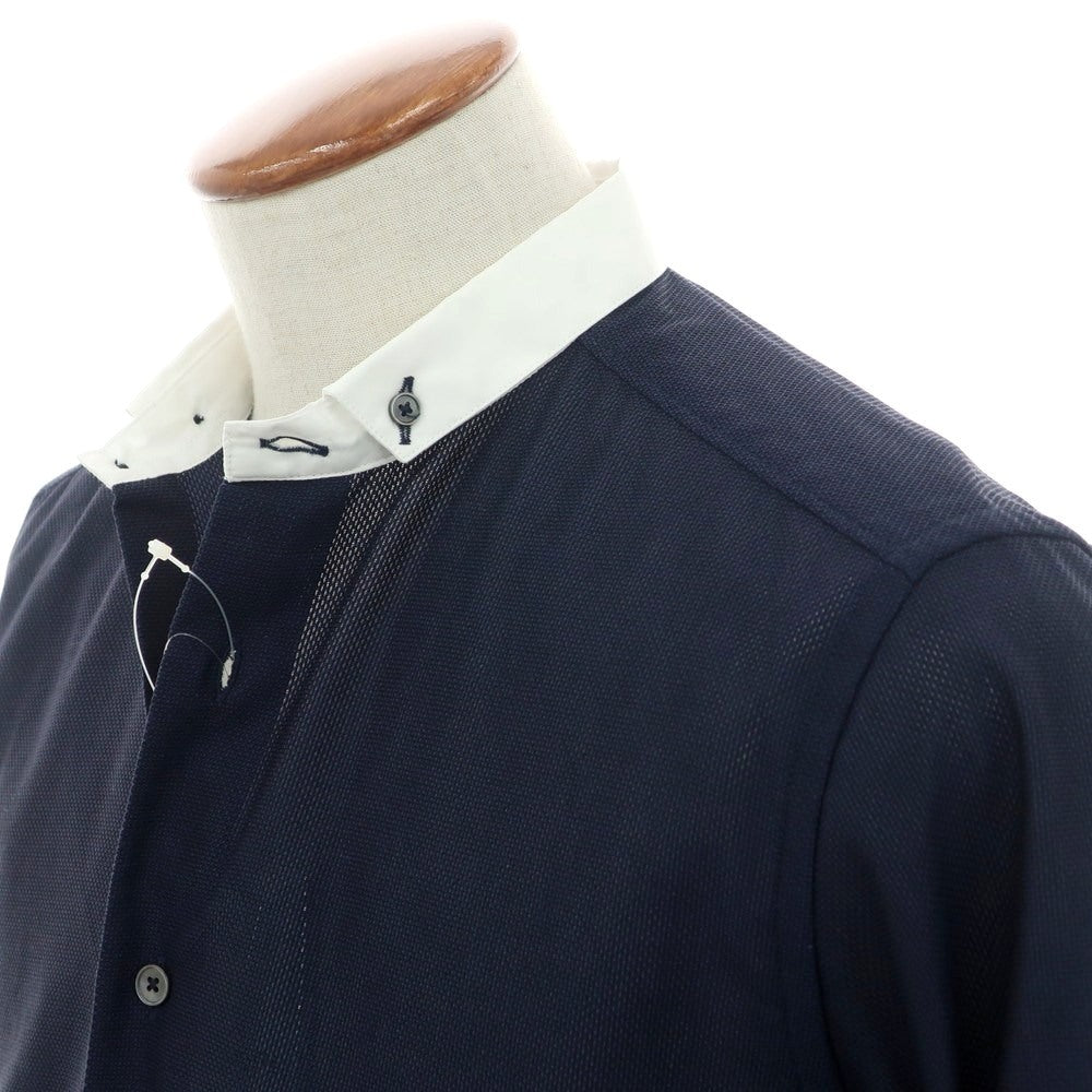 【新品】バグッタ Bagutta コットン クレリック ボタンダウン カジュアルシャツ ネイビー【 40 】【 状態ランクN 】【 メンズ 】