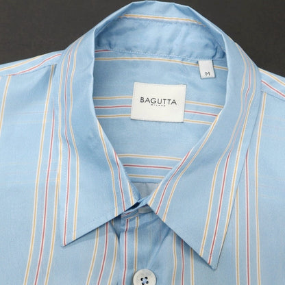 【新品アウトレット】バグッタ Bagutta シルク ストライプ レギュラーカラー カジュアルシャツ ライトブルー【 M 】【 状態ランクN- 】【 メンズ 】