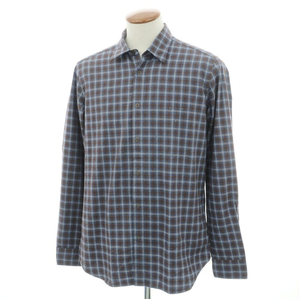 【新品】ティントリア マッティ TINTORIA MATTEI コットン チェック レギュラーカラー カジュアルシャツ ブルーxブラウン【 40 】【 状態ランクN 】【 メンズ 】