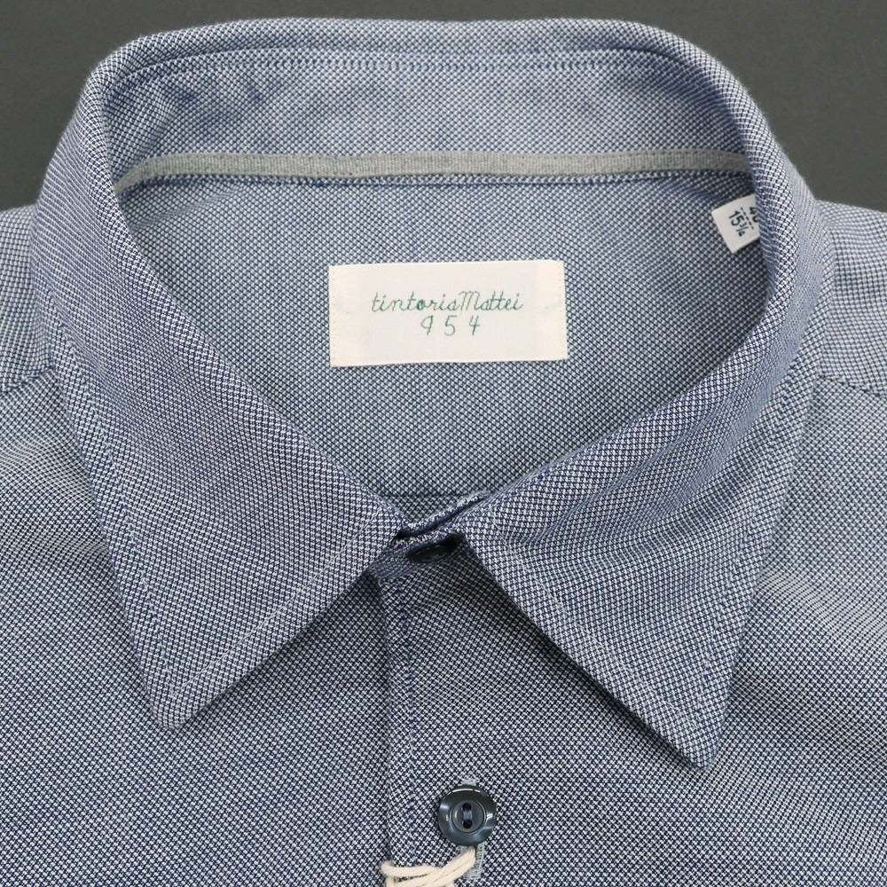 【新品】ティントリア マッティ TINTORIA MATTEI コットン レギュラーカラー カジュアルシャツ ネイビーxホワイト【 40 】【 状態ランクN 】【 メンズ 】[EPD]