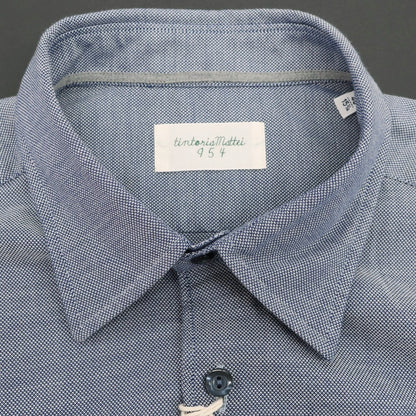 【新品】ティントリア マッティ TINTORIA MATTEI コットン レギュラーカラー カジュアルシャツ ネイビーxホワイト【 40 】【 状態ランクN 】【 メンズ 】