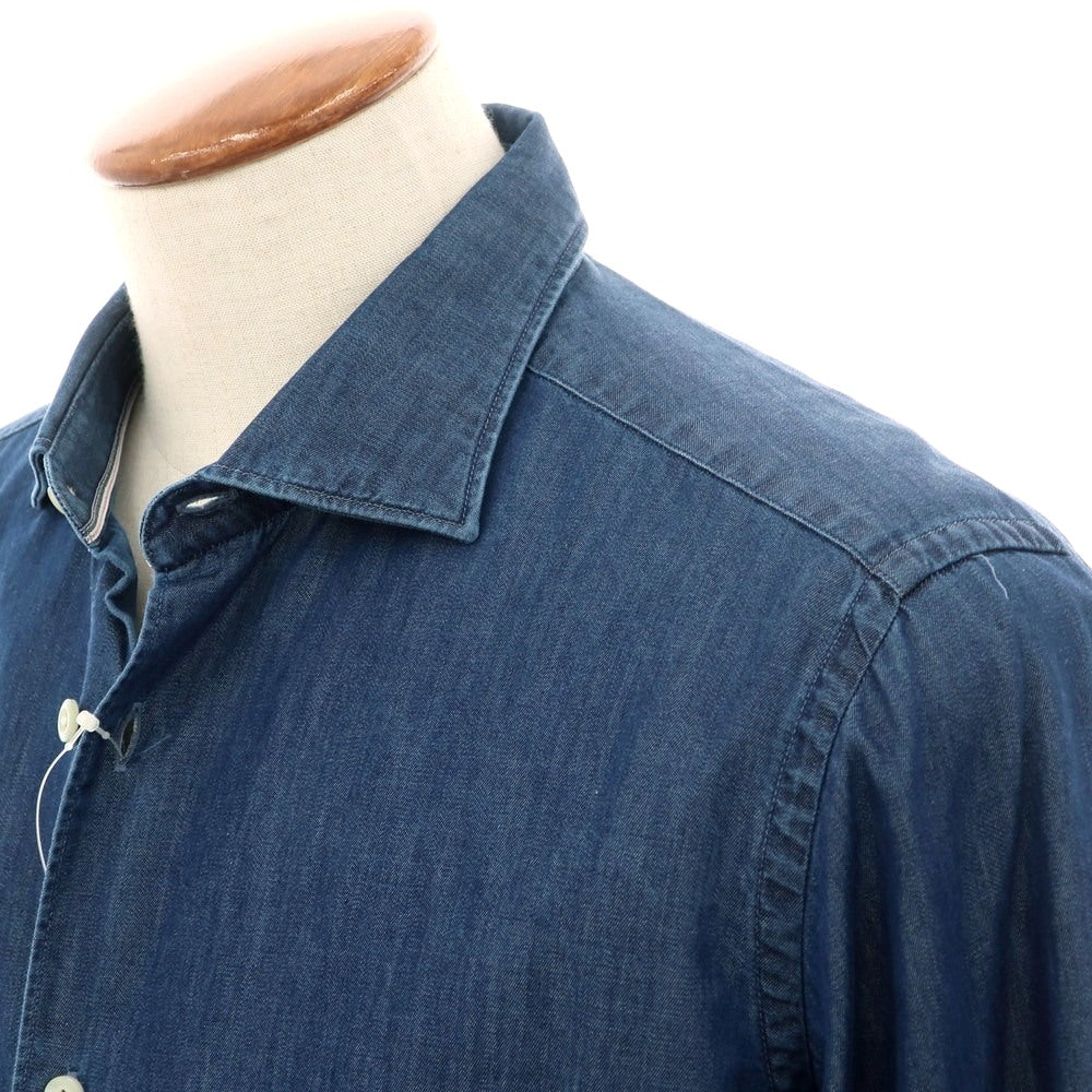 【新品】ティントリア マッティ TINTORIA MATTEI コットン ダンガリーワイドカラー カジュアルシャツ ネイビー【 40 】【 状態ランクN 】【 メンズ 】[EPD]