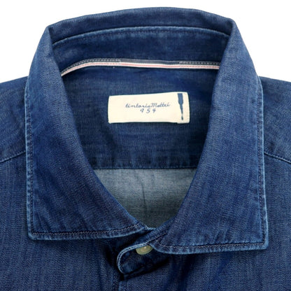 【新品】ティントリア マッティ TINTORIA MATTEI コットン ダンガリーワイドカラー カジュアルシャツ ネイビー【 40 】【 状態ランクN 】【 メンズ 】
