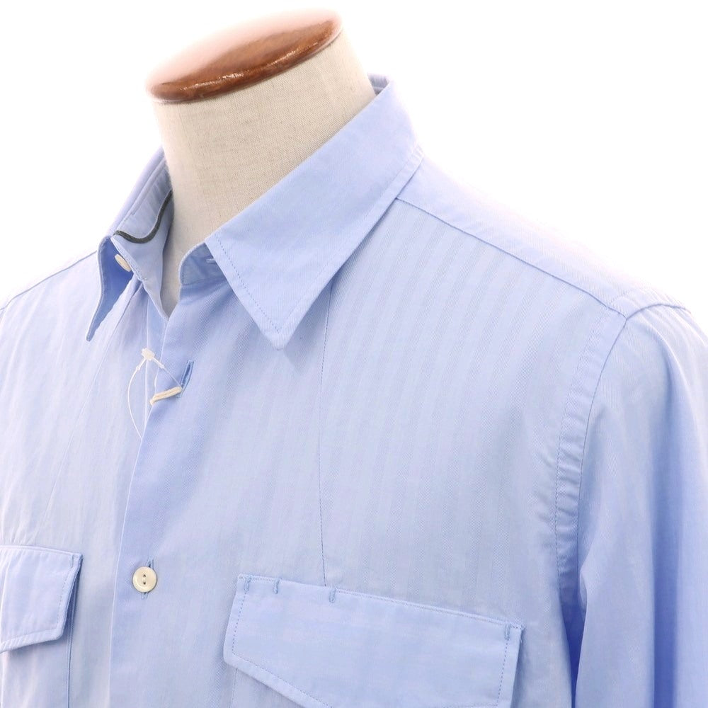 【新品】ティントリア マッティ TINTORIA MATTEI コットン シャドーストライプ レギュラーカラー カジュアルシャツ ライトブルー【 40 】【 状態ランクN 】【 メンズ 】