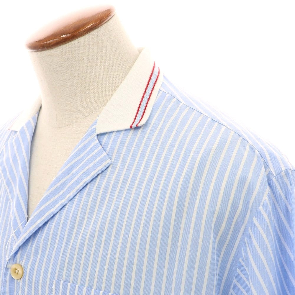 【新品】ティントリア マッティ TINTORIA MATTEI コットン ストライプ オープンカラー 半袖シャツ 半袖シャツ ライトブルーxホワイト【サイズM】【 状態ランクN 】【 メンズ 】 [DPD]