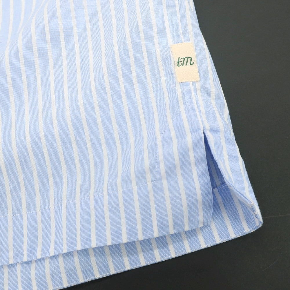 【新品】ティントリア マッティ TINTORIA MATTEI コットン ストライプ オープンカラー 半袖シャツ 半袖シャツ ライトブルーxホワイト【サイズM】【 状態ランクN 】【 メンズ 】 [DPD]