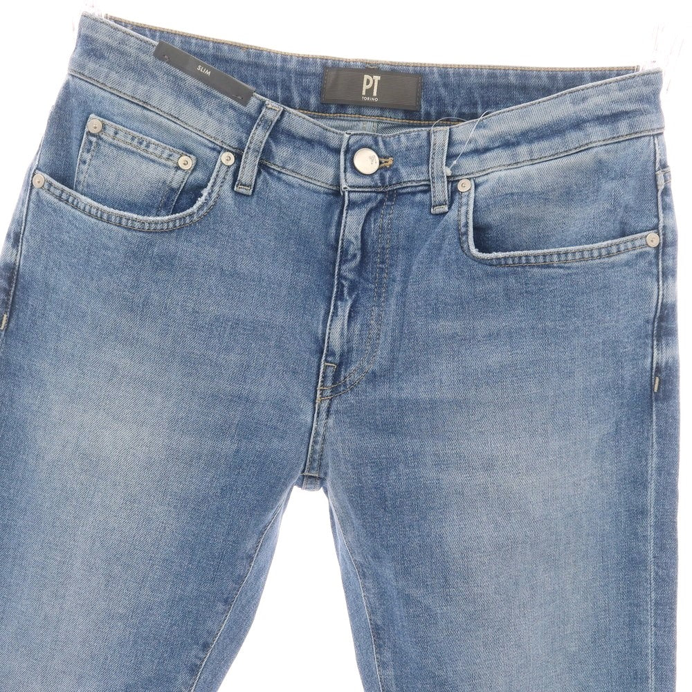 【新品】ピーティートリノ デニム PT TORINO DENIM SWING ユーズド加工 ストレッチ コットン ジーンズ デニムパンツ ウォッシュブルー【 33 】【 状態ランクN 】【 メンズ 】