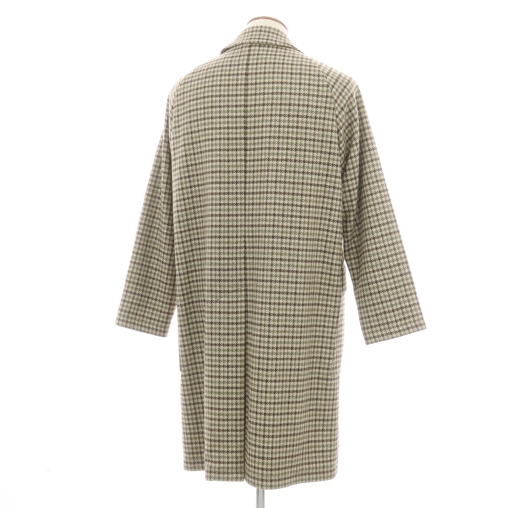 【新品】タリアトーレ TAGLIATORE ツイードウール チェック ステンカラーコート ベージュxカーキ系【 46 】【 状態ランクN 】【 メンズ 】