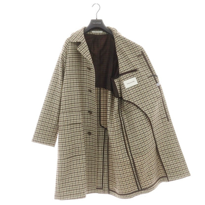 【新品】タリアトーレ TAGLIATORE ツイードウール チェック ステンカラーコート ベージュxカーキ系【 48 】【 状態ランクN 】【 メンズ 】