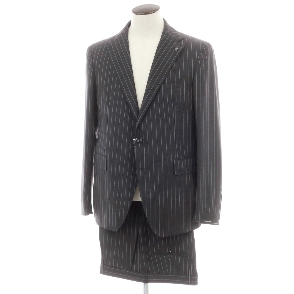 【新品】タリアトーレ TAGLIATORE ウール ストライプ 2つボタンスーツ ダークグレーxホワイト【 52 】【 状態ランクN 】【 メンズ 】 [BPD]
