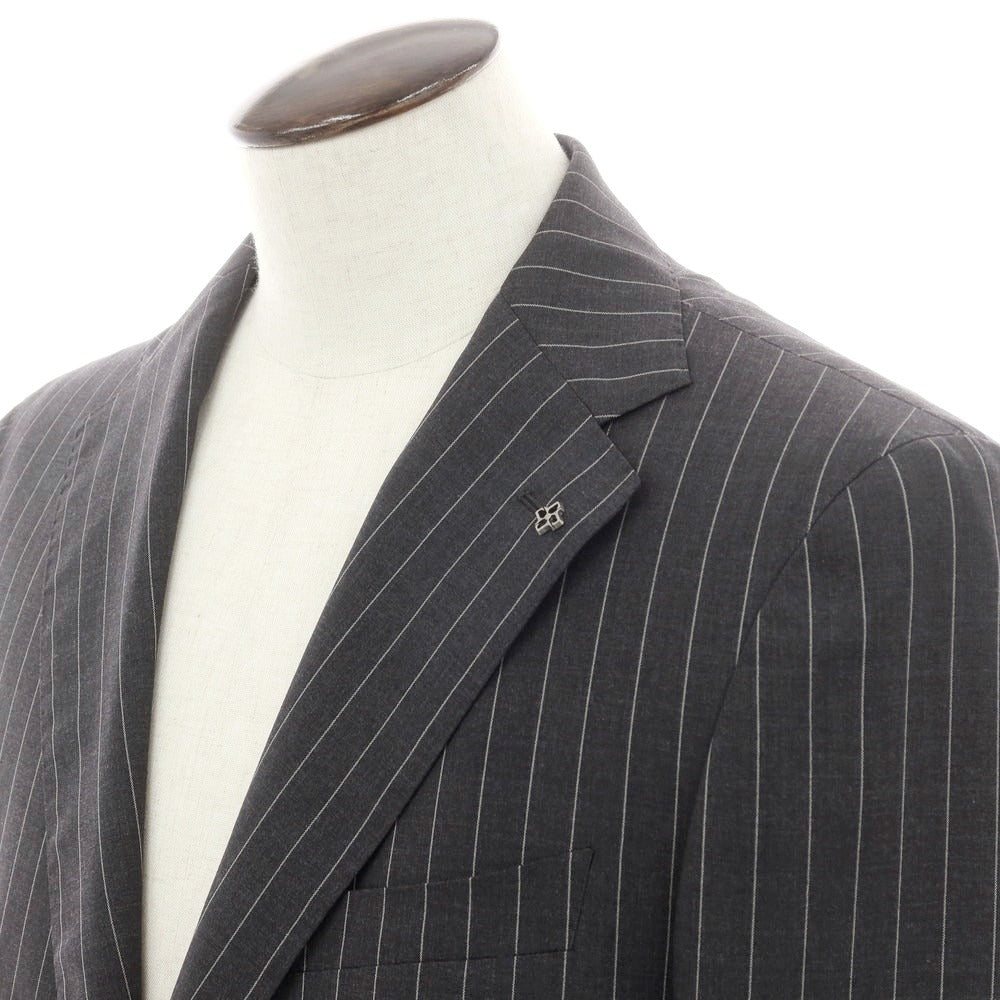 【新品】タリアトーレ TAGLIATORE ウール ストライプ 2つボタンスーツ ダークグレーxホワイト【 52 】【 状態ランクN 】【 メンズ 】 [BPD]