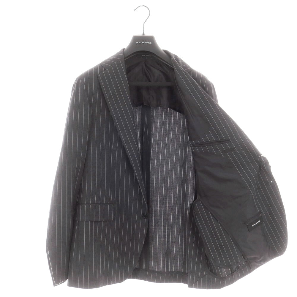 【新品】タリアトーレ TAGLIATORE ウール ストライプ 2つボタンスーツ ダークグレーxホワイト【 52 】【 状態ランクN 】【 メンズ 】 [BPD]
