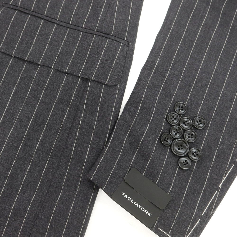 【新品】タリアトーレ TAGLIATORE ウール ストライプ 2つボタンスーツ ダークグレーxホワイト【 52 】【 状態ランクN 】【 メンズ 】 [BPD]