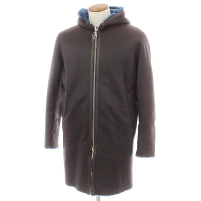 【新品】タリアトーレ TAGLIATORE Shearling ラムムートン フーデッドコート ダークブラウンxダークブルー【 46 】【 状態ランクN 】【 メンズ 】