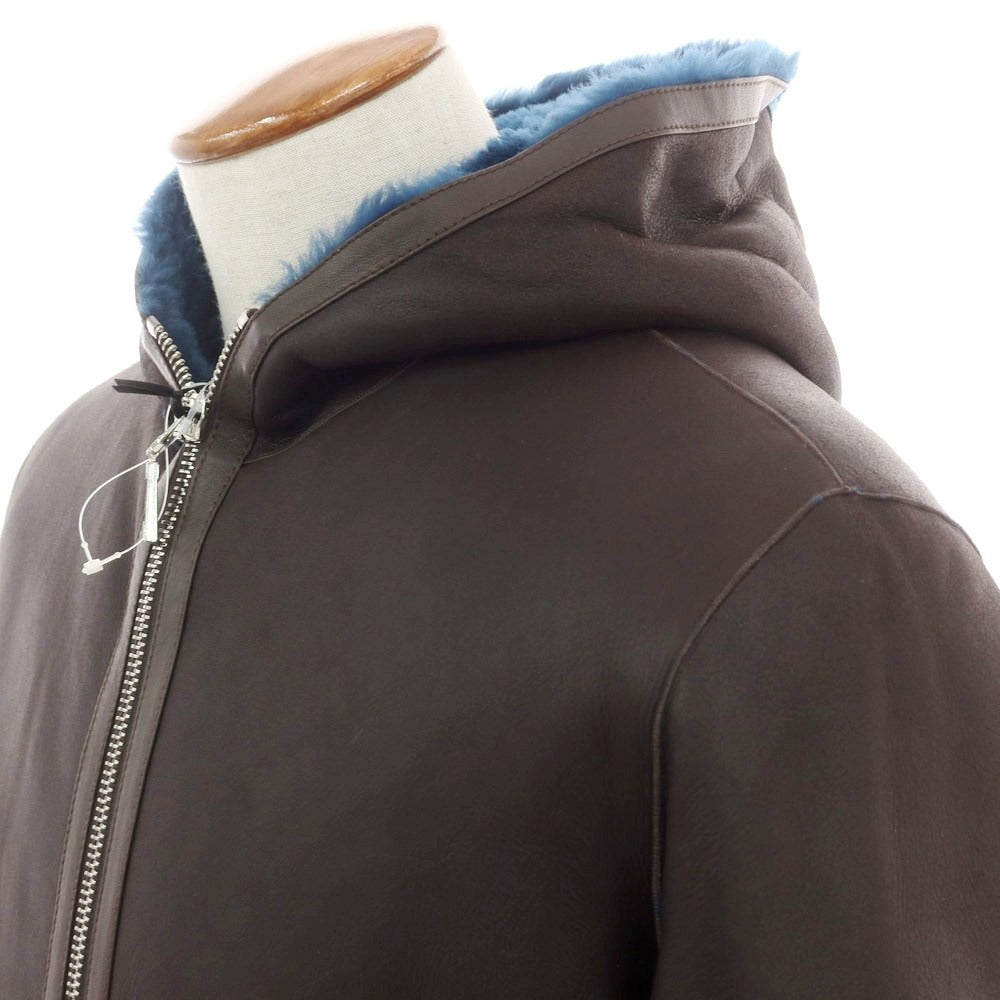 【新品】タリアトーレ TAGLIATORE Shearling ラムムートン フーデッドコート ダークブラウンxダークブルー【 46 】【 状態ランクN 】【 メンズ 】