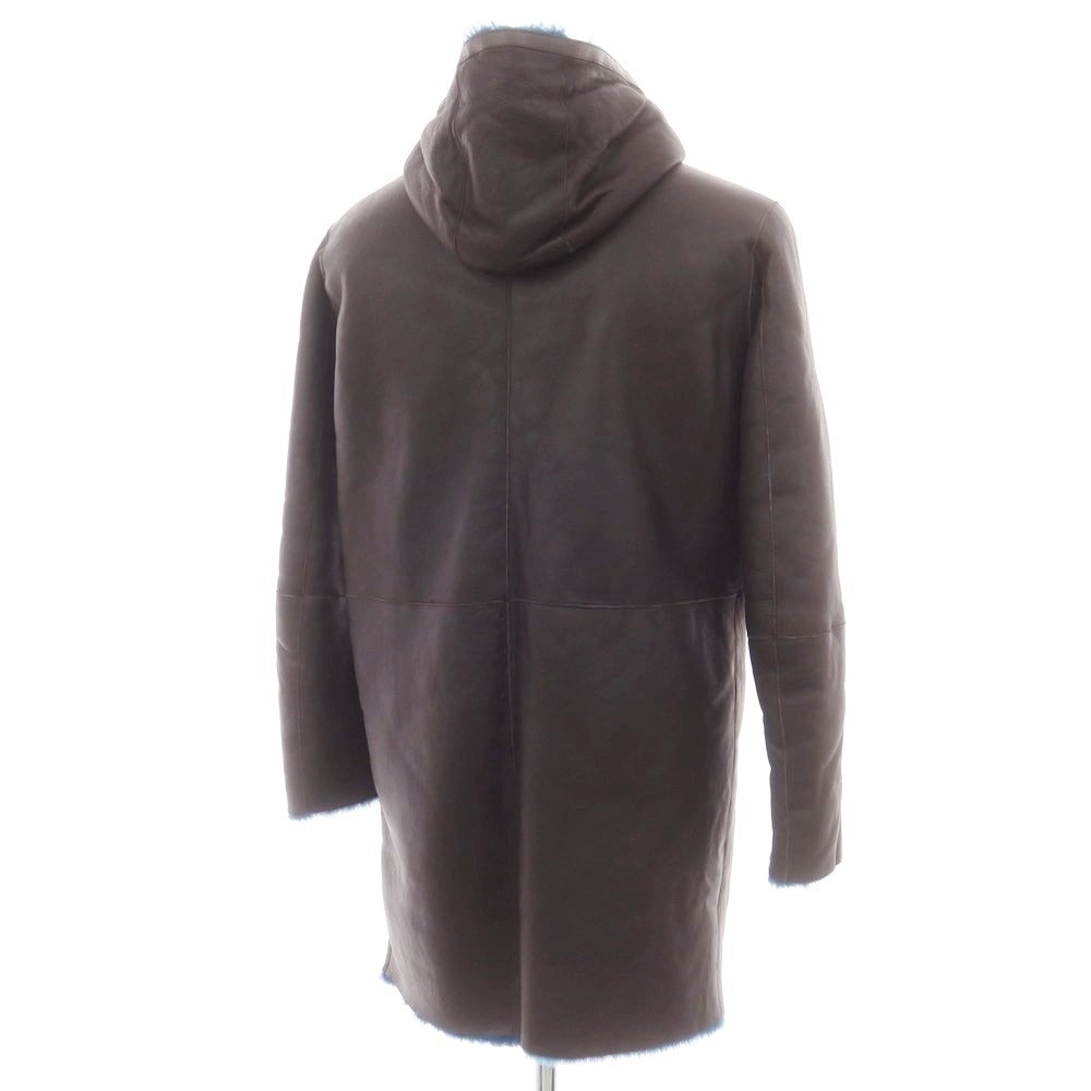 【新品】タリアトーレ TAGLIATORE Shearling ラムムートン フーデッドコート ダークブラウンxダークブルー【 46 】【 状態ランクN 】【 メンズ 】