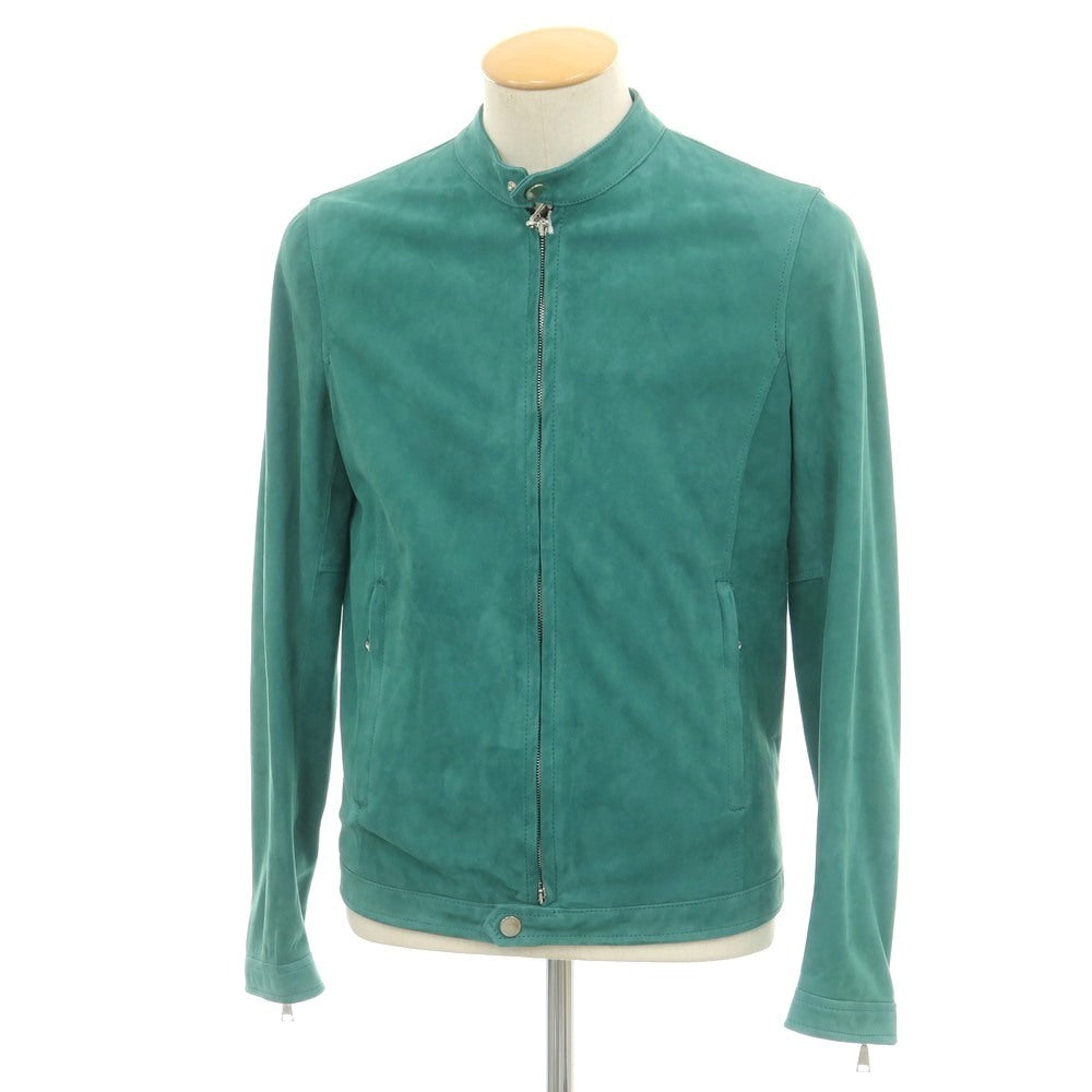【新品】タリアトーレ TAGLIATORE STANLEY ラムスエード ダブルジップ シングルライダース レザーブルゾン グリーン【 44 】【 状態ランクN 】【 メンズ 】