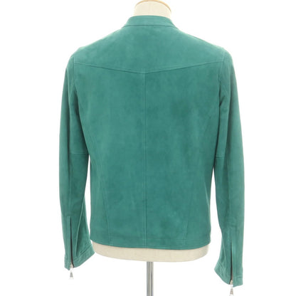 【新品】タリアトーレ TAGLIATORE STANLEY ラムスエード ダブルジップ シングルライダース レザーブルゾン グリーン【 44 】【 状態ランクN 】【 メンズ 】