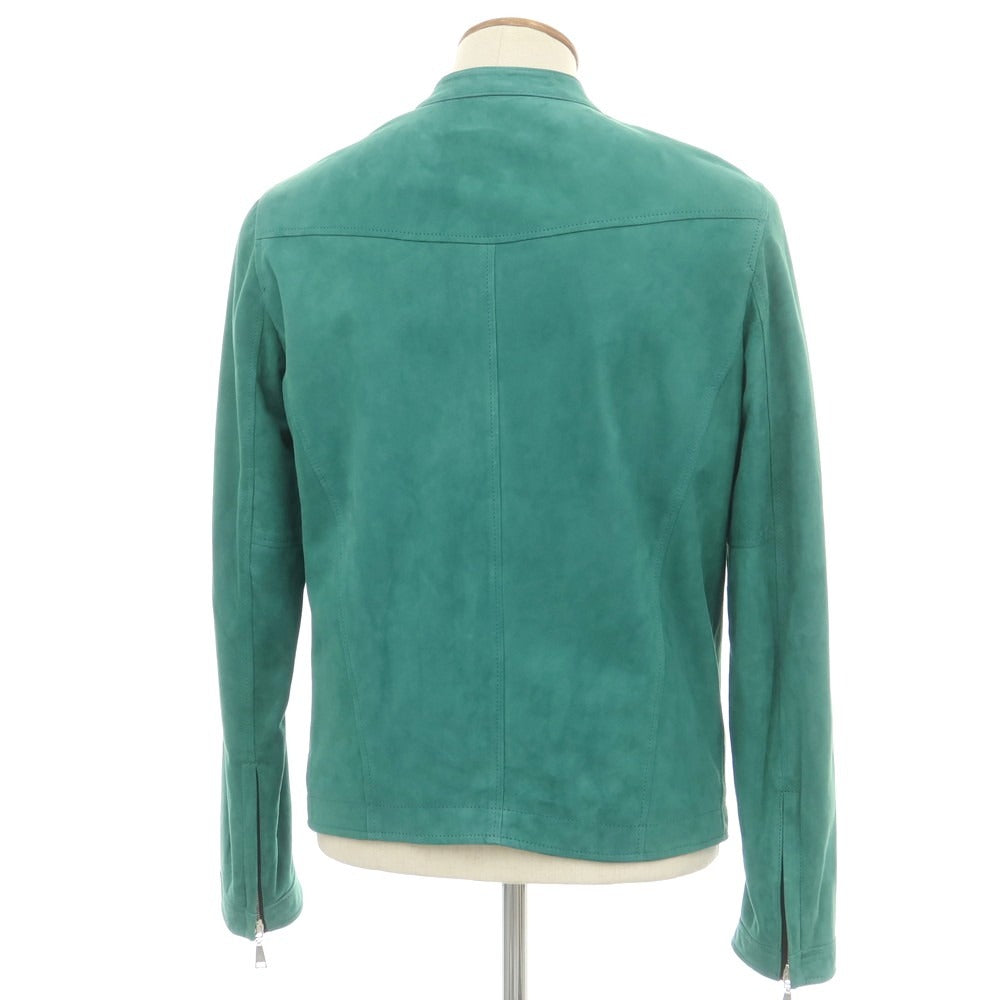 【新品アウトレット】タリアトーレ TAGLIATORE STANLEY ラムスエード ダブルジップ シングルライダース レザーブルゾン グリーン【 48 】【 状態ランクN- 】【 メンズ 】