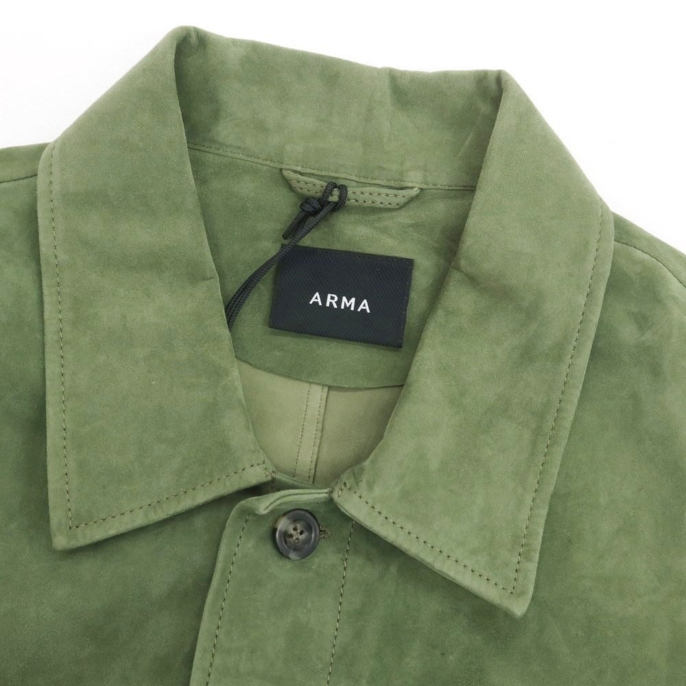 【新品アウトレット】アルマ ARMA CAVE ゴートスエードレザー オープンカラー 半袖シャツ モスグリーン【 44 】【 状態ランクN- 】【 メンズ 】