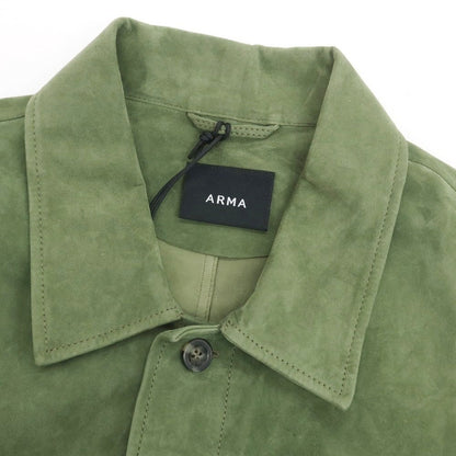 【新品アウトレット】アルマ ARMA CAVE ゴートスエードレザー オープンカラー 半袖シャツ モスグリーン【 44 】【 状態ランクN- 】【 メンズ 】