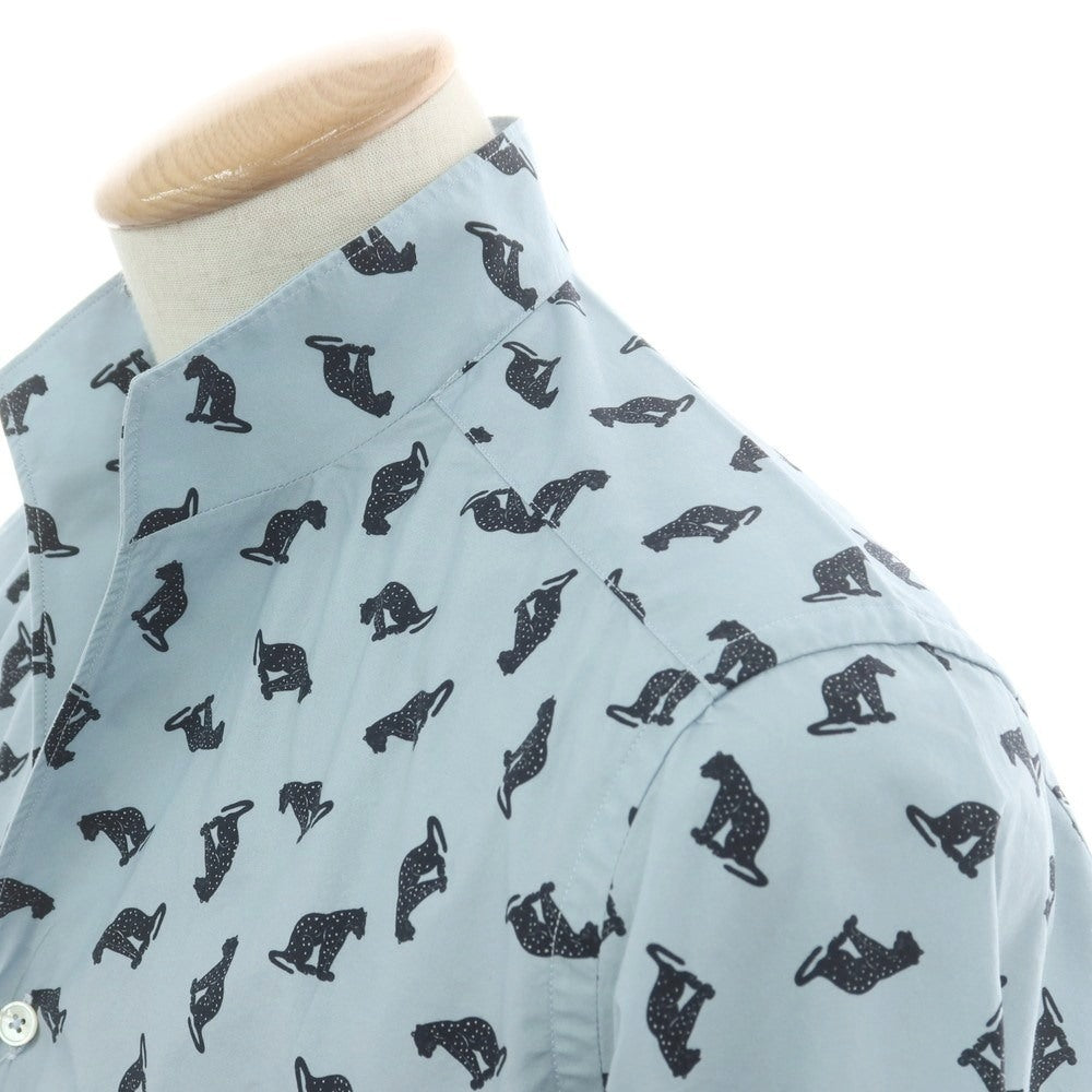 【新品】バグッタ Bagutta NBUXELLES コットン スタンドカラー カジュアルシャツ スモークブルー【 38 】【 状態ランクN 】【 メンズ 】