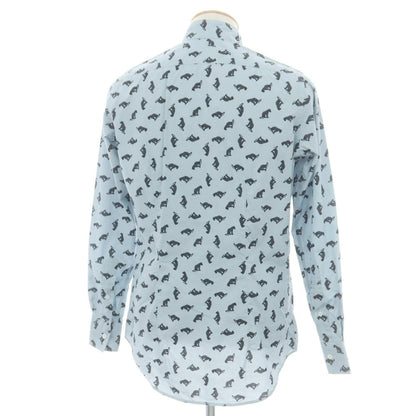 【新品】バグッタ Bagutta NBUXELLES コットン スタンドカラー カジュアルシャツ スモークブルー【 38 】【 状態ランクN 】【 メンズ 】