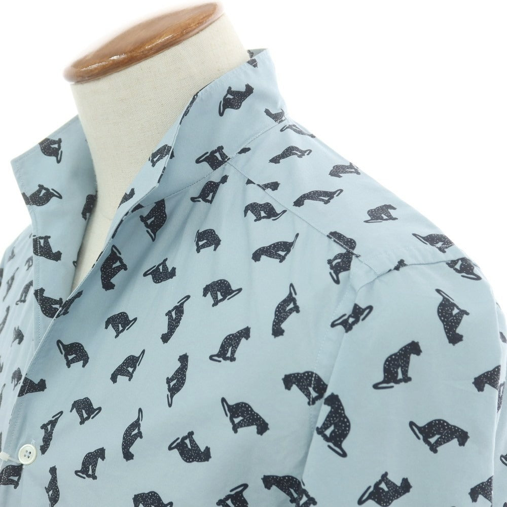 【新品】バグッタ Bagutta NBUXELLES コットン スタンドカラー カジュアルシャツ スモークブルー【 40 】【 状態ランクN 】【 メンズ 】