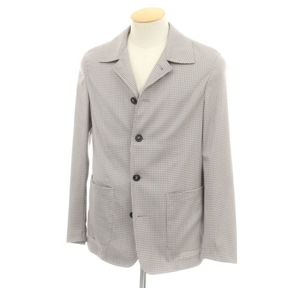 【中古】【未使用】ティージャケット T-JACKET ナイロンコットン ハウンドトゥース柄 ジャケット ブラウンxブルー系【 XS 】【 状態ランクS 】【 メンズ 】