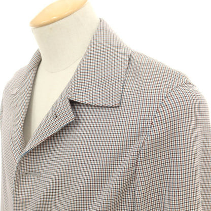 【中古】【未使用】ティージャケット T-JACKET ナイロンコットン ハウンドトゥース柄 ジャケット ブラウンxブルー系【 XS 】【 状態ランクS 】【 メンズ 】