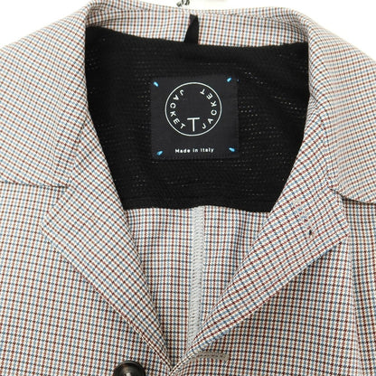 【中古】【未使用】ティージャケット T-JACKET ナイロンコットン ハウンドトゥース柄 ジャケット ブラウンxブルー系【 XS 】【 状態ランクS 】【 メンズ 】
