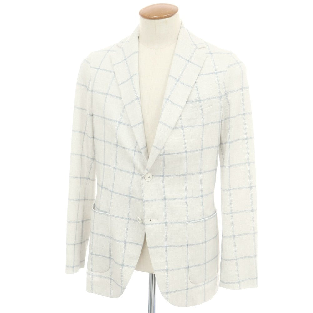 【中古】チルコロ1901 CIRCOLO 1901 ジャージーコットン チェック ジャケット ライトグレー【 48 】【 状態ランクB 】【 メンズ 】