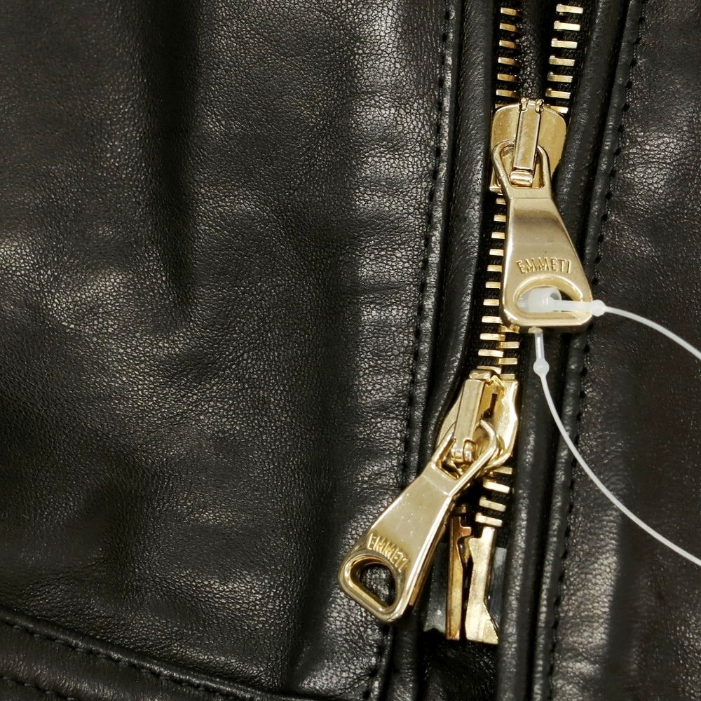 【中古】エンメティ EMMETI ラムレザー 中綿 ライダースジャケット ブラック【 46 】【 状態ランクB 】【 メンズ 】