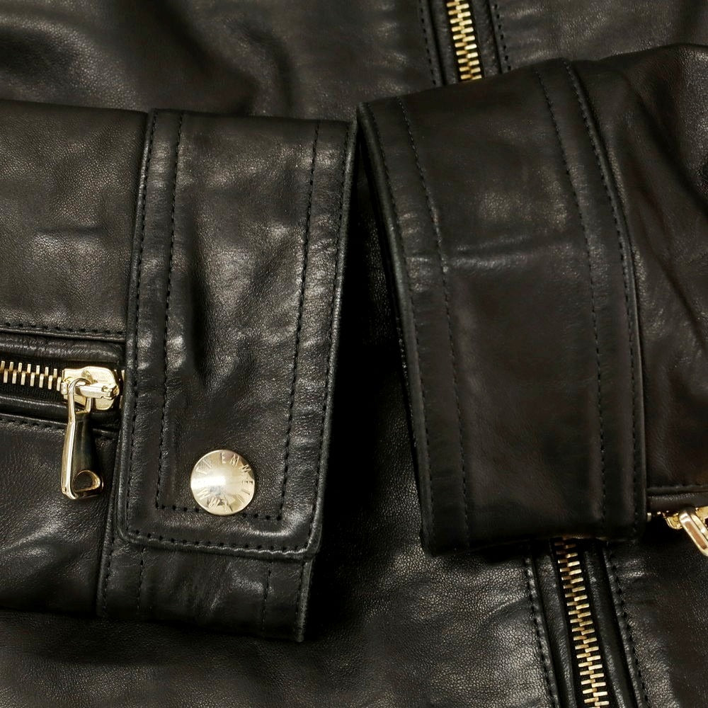 【中古】エンメティ EMMETI ラムレザー 中綿 ライダースジャケット ブラック【 46 】【 状態ランクB 】【 メンズ 】