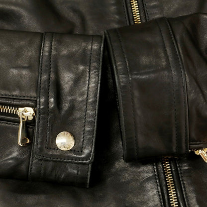 【中古】エンメティ EMMETI ラムレザー 中綿 ライダースジャケット ブラック【 46 】【 状態ランクB 】【 メンズ 】