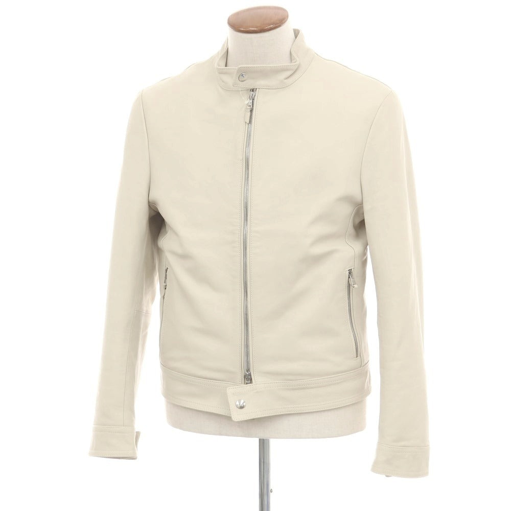 【中古】エンメティ EMMETI ラムレザー 中綿 ライダースジャケット クリーム【 48 】【 状態ランクB 】【 メンズ 】