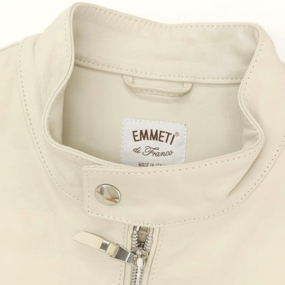 【中古】エンメティ EMMETI ラムレザー 中綿 ライダースジャケット クリーム【 48 】【 状態ランクB 】【 メンズ 】