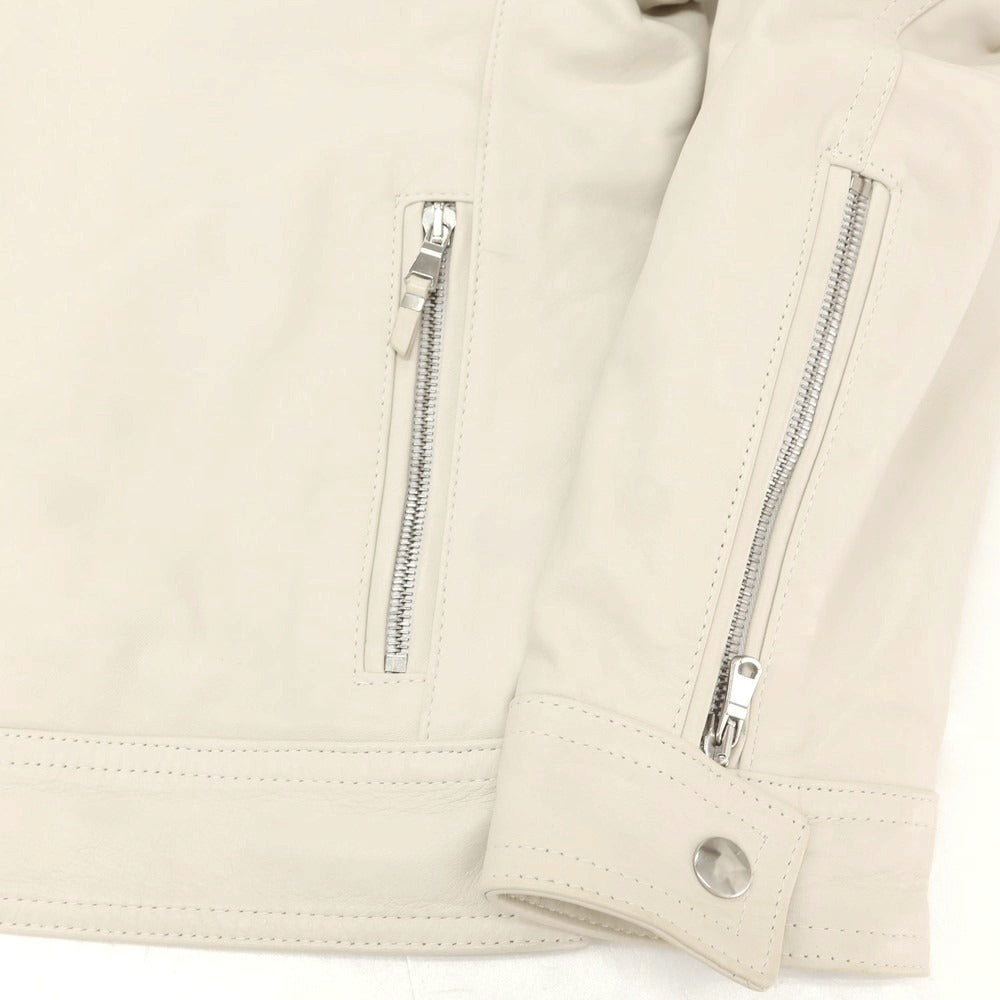 【中古】エンメティ EMMETI ラムレザー 中綿 ライダースジャケット クリーム【 48 】【 状態ランクB 】【 メンズ 】