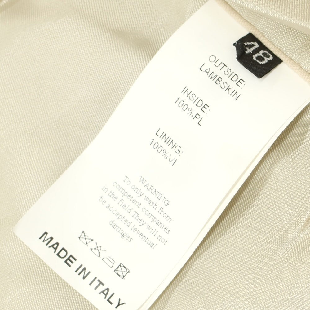 【中古】エンメティ EMMETI ラムレザー 中綿 ライダースジャケット クリーム【 48 】【 状態ランクB 】【 メンズ 】