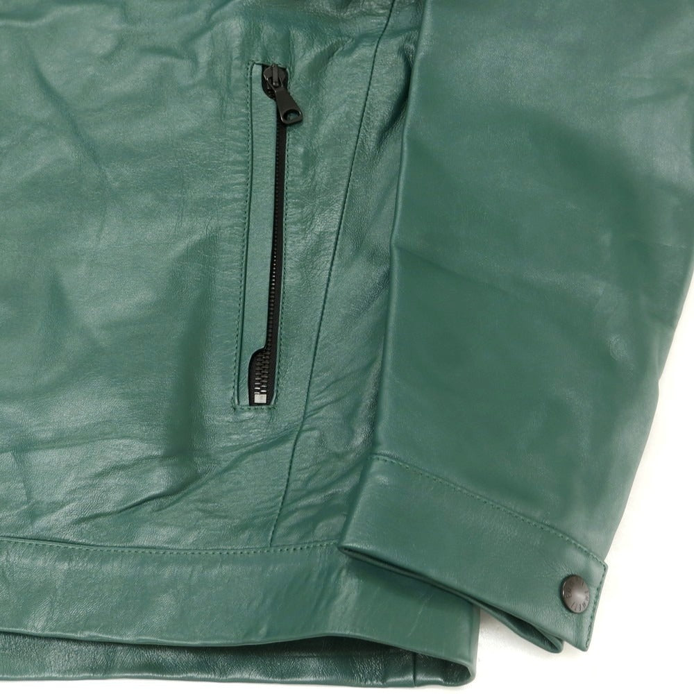 【中古】エンメティ EMMETI ラムレザー ライダースジャケット グリーン【 48 】【 状態ランクA 】【 メンズ 】