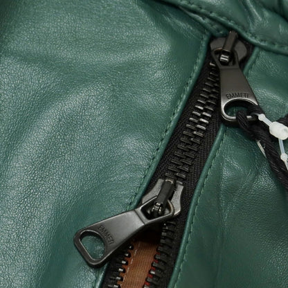 【中古】エンメティ EMMETI ラムレザー ライダースジャケット グリーン【 48 】【 状態ランクA 】【 メンズ 】