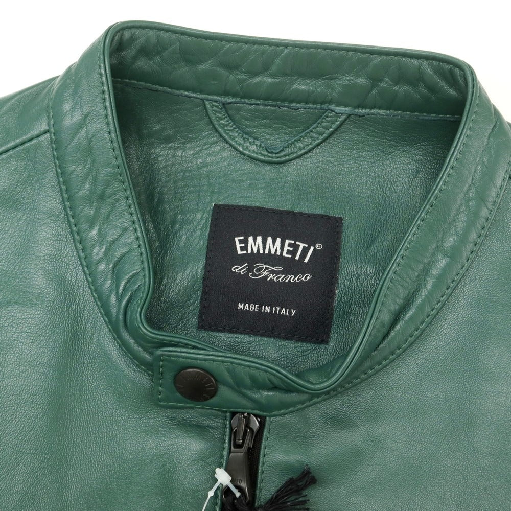 【中古】エンメティ EMMETI ラムレザー ライダースジャケット グリーン【 48 】【 状態ランクA 】【 メンズ 】
