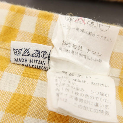 【中古】フィナモレ Finamore コットン ギンガムチェック ホリゾンタルカラー カジュアルシャツ イエローxホワイト【 39 】【 状態ランクB 】【 メンズ 】