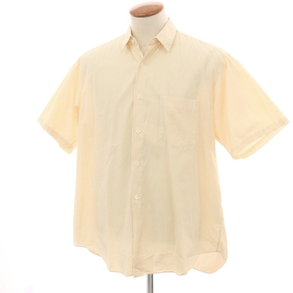 【中古】コムデギャルソンオム COMME des GARCONS HOMME コットン ストライプ レギュラーカラー 半袖シャツ イエローベージュxホワイト【 表記なし（M位） 】【 状態ランクB 】【 メンズ 】